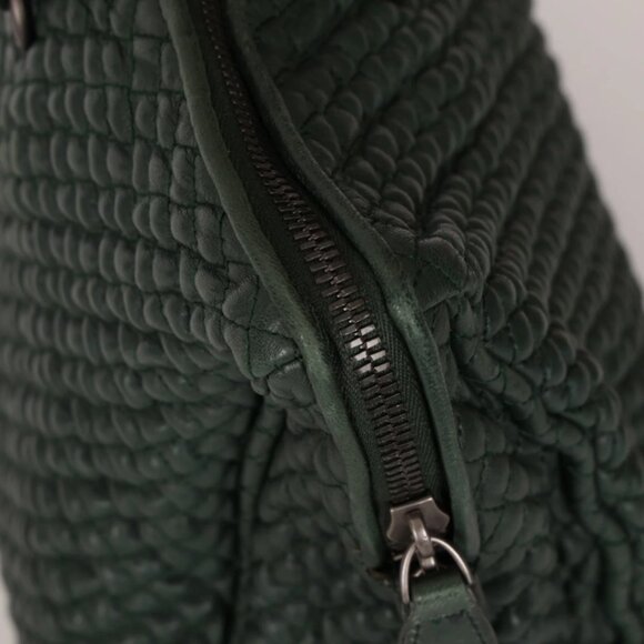 Bottega Veneta Intrecciato Green Top Handle Bag Woven Leather - Picture 14 of 15